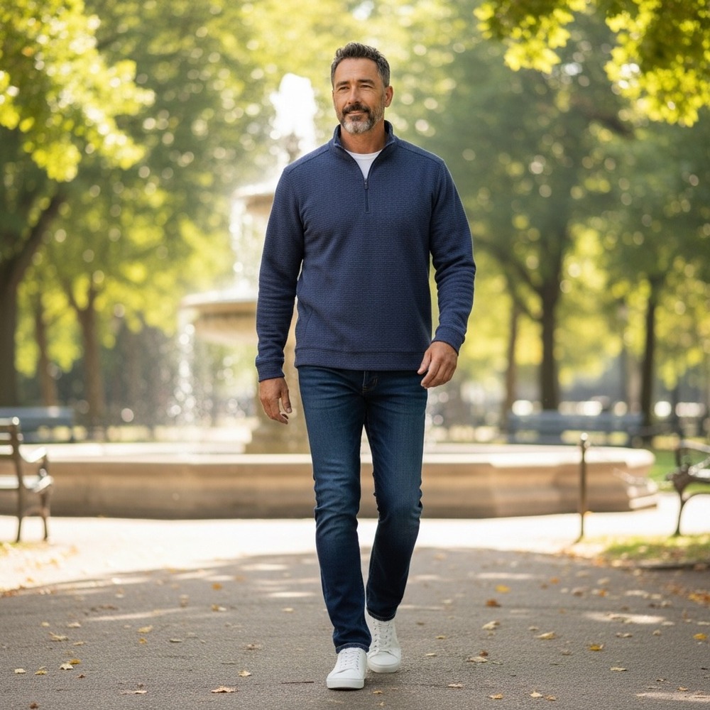 VRST Mens XXL Navy Blue Textured Ribbed Quarter Zip Pullover Sweater RN104141